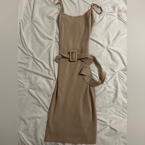 Privy Tan Midi Dress with Belt